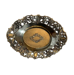 Piatto vintage vittoriano argento portasapone 6"L romantico filigrana cottage Giappone - Foto 1 di 6