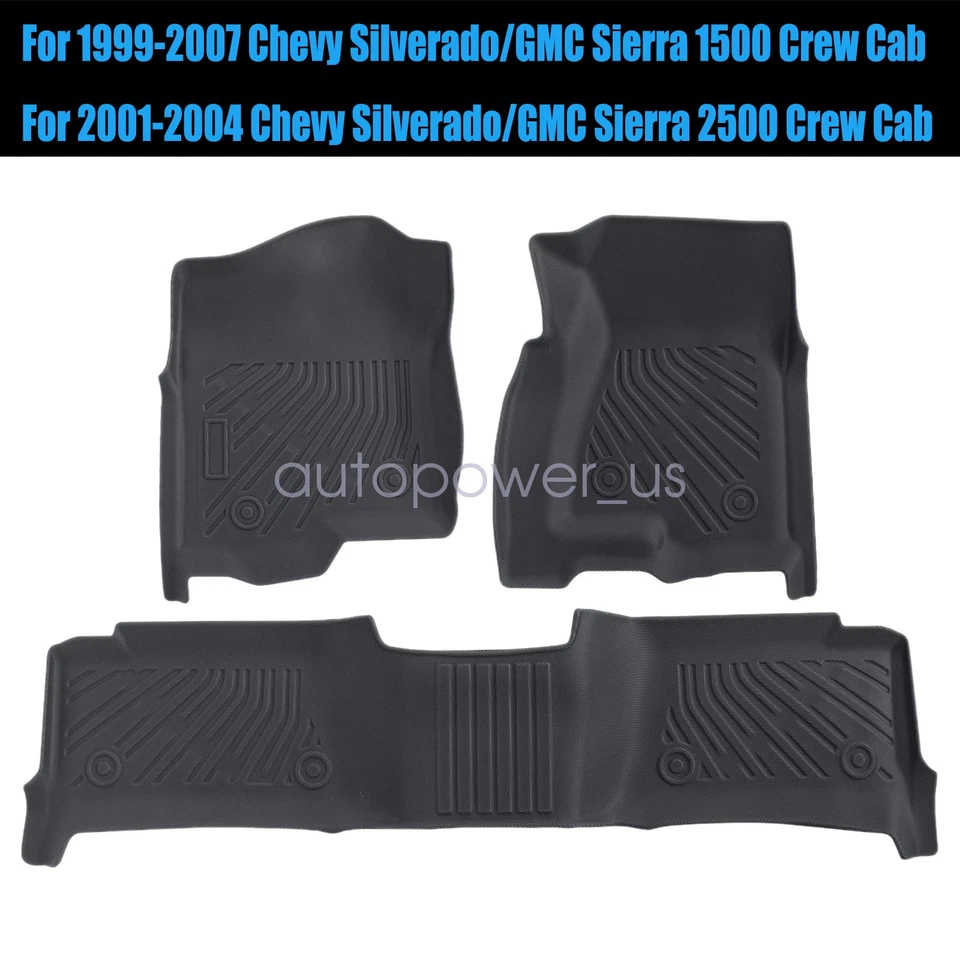 Tapetes forros negros para Chevy Silverado GMC Sierra 1999-2007 doble cabina TPE Foto 1 de 4