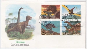 TurtlesTradingPost- Prehistoric Animals 1989 #2422-25 FDC- Fleetwood Cachet - Picture 1 of 2