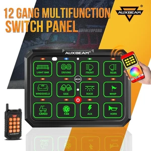Auxbeam RGB 12 Gang Remote Control Switch Panel Dimmable Toggle Momentary Pulsed - Picture 1 of 12