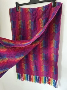 FIGUEROA ALPACA Made in Peru Zig Zag Alpaca Wool Vintage Scarf Wrap Colorful - Picture 1 of 7