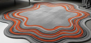Rectangle design hand tufted high and low wool rug hand made for living room - Picture 1 of 4
