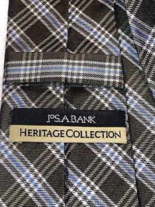 JOS A BANK Tie HERITAGE COLLECTION, Luxury Necktie, Gray Plaid, NEW w/ Tags