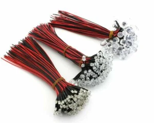 DC 9V-DC 12V 3mm 5mm 10mm  LED Lights Emitting Diode Pre-Wired 8"Line White Red - Picture 1 of 11