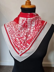 OROTON 66cm Silk & Cotton Blend Scarf White Red Winter - Picture 1 of 9