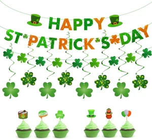 St. Patrick's Day Decoration Set: Banners, Swirls, and Toothpick Ornaments - Picture 1 of 7