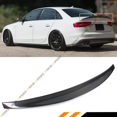 FOR 08-12 AUDI A4 B8 ENL HIGHKICK STYLE DUCKBILL CARBON FIBER TRUNK SPOILER WING - Image 1 of 4