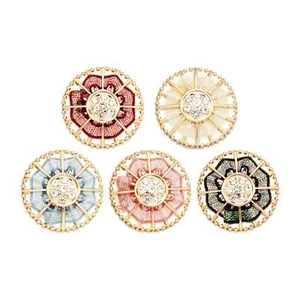 5pcs Metal Buttons Rhinestone, Elegant Floral Design for Sewing Crafts 18-25mm - Picture 1 of 8
