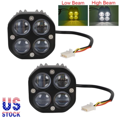 LED Headlights Low & High Beam Plug N Play For Yamaha Banshee 350 YFZ350 1987-01 - Image 1 of 4