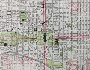Vintage 1902 (dated) WASHINGTON DC Map 14"x22" ~ Old Antique Original US CAPITAL - Picture 1 of 11
