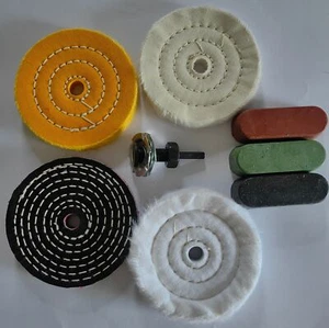 8Pcs Spiral Stitched Cotton Buffing Polishing Wheel Mop For Bench Grinder Tool - Picture 1 of 13