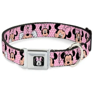 Buckle Down Seatbelt Clasp Dog Collar Minnie Mouse Pink Polka Dots Disney - Picture 1 of 11