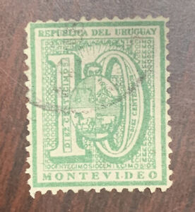1877 URUGUAY MONTEVIDEO 10C PERFORATED USED STAMP