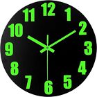 Diyzon Luminous Wall Clock, 12'' Wooden Wall Clocks With Silent Movement And Gl