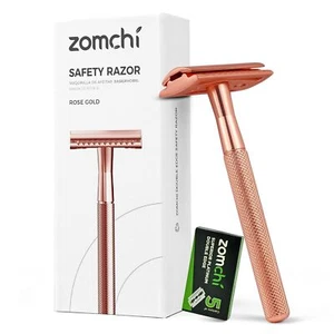 Safety Razor for Men&Women with 5 Blades, Reusable & Plastic-Free – Rose Gold - Picture 1 of 7
