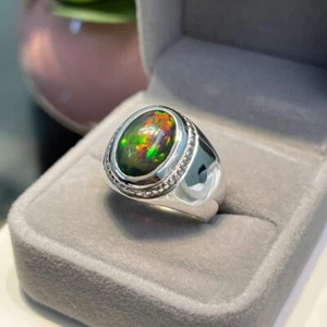 AAA + anillo de ópalo natural, anillo de compromiso de plata de ley 925 regal... - Imagen 1 de 10