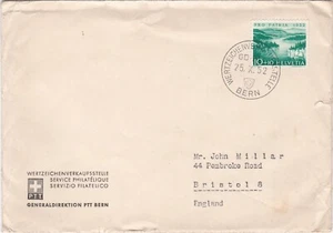 1952 Switzerland/Helvetia cover sent from Bern to Bristol England - Picture 1 of 2