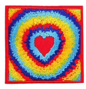 Colourful Hippie Heart Embroidered Sew or Iron On Patch 7 x 7cm - Picture 1 of 2
