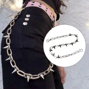 Punk Cinturino regolabile Catena a girovita a punta Bobina di collegamento - Foto 1 di 12