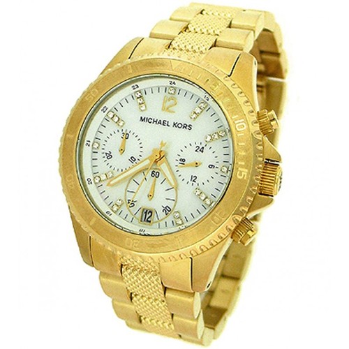 NUOVO OROLOGIO MICHAEL KORS TONO ORO BIANCO MOP QUADRANTE CRONOGRAFO MK5446