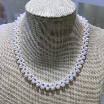 gorgeous 4-7mm  south sea  white pearl necklace 17inch 925s - Image 1 of 3