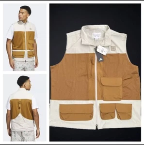 🔥 NEW $110 adidas Men’s Adicross Full-Zip Golf Vest white Brown HS5611 SIZE XL - Picture 1 of 12