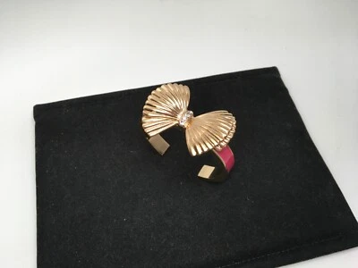 ¡NUEVO! Brazalete LILLY PULITZER Tono Dorado Esmalte Rosa Caliente Estrás Arco Foto 1 de 4