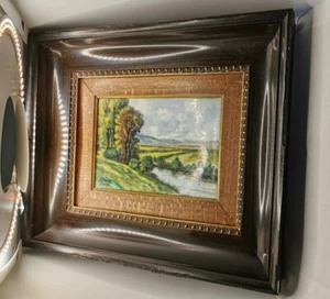 Art Enamel Painting On Handmade Wood, Signed Perrin Limoges France - 35X30Cm - Picture 1 of 3