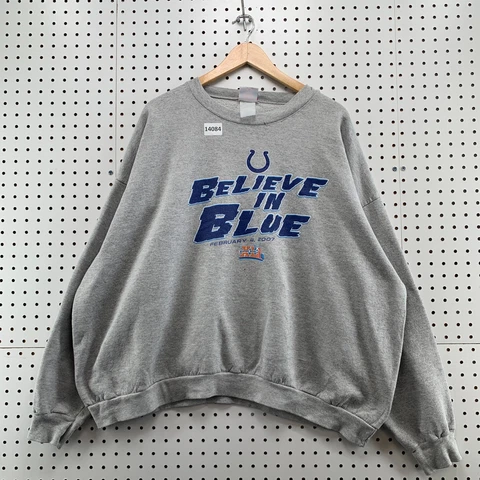 VTG Indianapolis Colts Long Sleeve "Believe In Blue" Super Bowl Crewneck XL NFL Cover