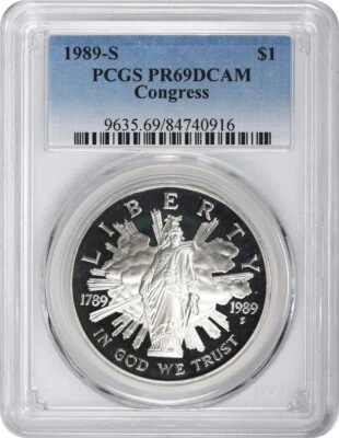 1989-S Congress Silver Commemorative Dollar PR69DCAM PCGS Proof 69 Deep Cameo - Image 1 of 2