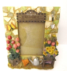 Picture Frame Welcome Garden Home Ceramic Photo Floral Spring 8x6 - Picture 1 of 5