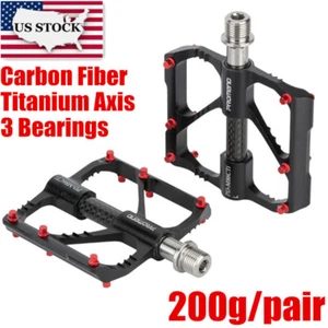 USA STOCK Carbon Titanium 9/16" MTB Road Bike Pedals 3 Bearings Bicycle Pedals - Picture 1 of 24