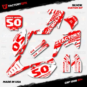 Red & White Slick Racing Graphics Kit fits Honda CRF150R 07-25 CRF 150R Decals - Picture 1 of 5