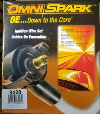 Juego de cables de encendido de bujías Omni (9428) todos de silicona, terminales Posi-lock, nuevo  Foto 1 de 2