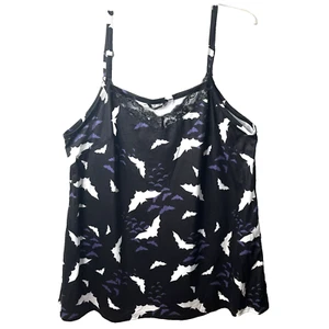 NWT Bloomchic Womens Plus 22-24 3X Tank Top Sleeveless HALLOWEEN BATS Lace Cami - Picture 1 of 7