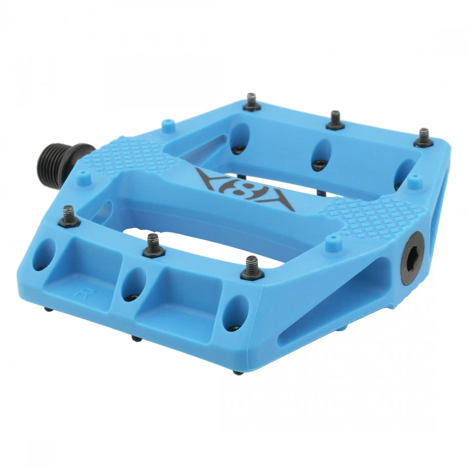 Origin8 Strapd Platform Pedals 9/16" Chromoly Axle Concave Composite Body Blue