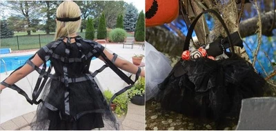 NUEVO CON ETIQUETAS DISFRAZ DE HADA ARAÑA GÓTICA Y BOLSA DE GOLOSINAS NEGRAS PARA NIÑOS GRANERO DE CERÁMICA PARA NIÑOS 9-10/11-12 Foto 1 de 4