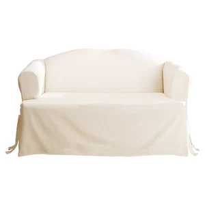  SureFit Duck Cotton Loveseat T-Cushion Slipcover - One Piece Kitchen - Picture 1 of 3