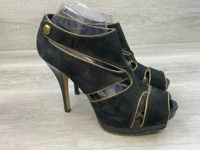 Baby Phat Lana Women's 9 Black Pump Suede Heel Comfort Casual Peep Toe Cutout - Image 1 of 4