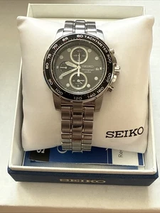 Seiko Chronograph Tachymeter Watch 100m 7T62-0HA0 STAINLESS MENS With Box - Picture 1 of 4