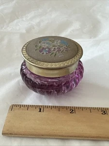 Tarro de vidrio púrpura vintage Avon, tapa de punta de aguja sintética, amatista, vacío - Imagen 1 de 5