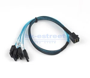 Mini SAS SFF-8643 do 4 SATA 7pin dysk twardy 6Gbps serwer danych kabel raid 0,5 m - Zdjęcie 1 z 8