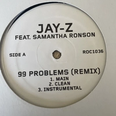 Jay Z Samantha Ronson 99 Problems Remix 12” Vinyl Record  Roc-A-Fella - Image 1 of 2