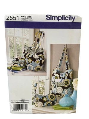 Simplicity 2551 Bags Sewing Pattern One Size Tote Pouch Purse - Image 1 of 2