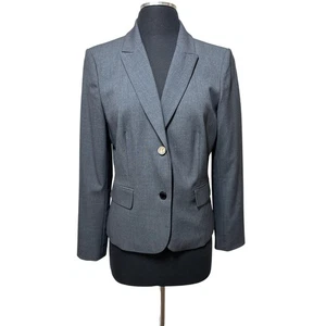 Calvin Klein Notch-Collar Long Sleeve Luxe Stretch Blazer Jacket Gray Size 10  - Picture 1 of 11