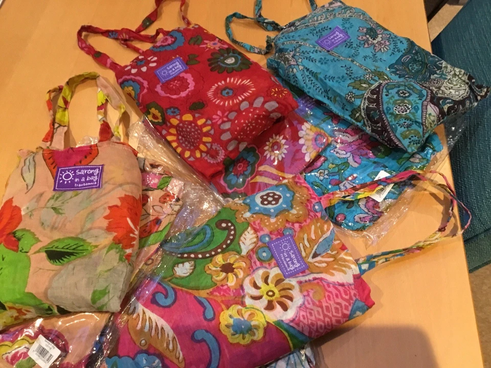 Large Cotton Print Sarong In Matching Bag. - Image 1 of 4