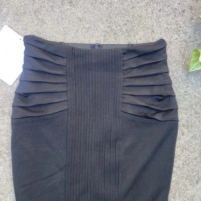 Falda ceñida al cuerpo de lana de seda negra de diseñador Catherine Malandrino vintage años 90 talla 6 Foto 1 de 4