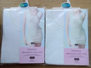 Vintage M&S Thermal High Back long Vests x2 New - Picture 1 of 3