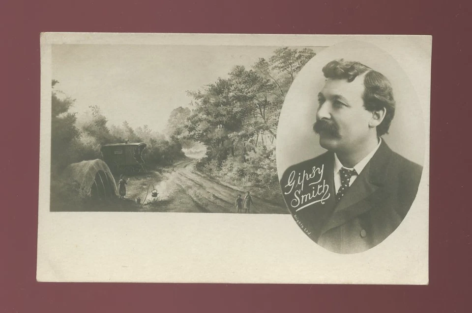 Religion Salvation Army Evangelism GIPSY SMITH caravan bi-view pre1919 RP PPC - Image 1 of 1