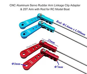 Aluminium Servo Ruder Gestänge Clip Adapter & 25T Arm mit Stange für RC Modellboot - Bild 1 von 25